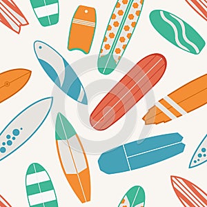 Surfing Seamless Pattern with Surfboards