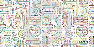 Surfing seamless pattern. Tribal elements for your design