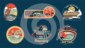 Surfing set prints stickers patches posters