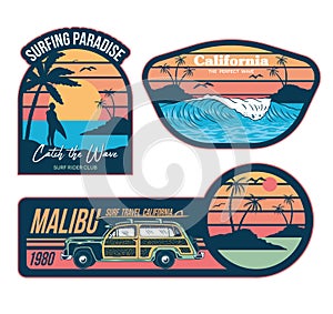 Surfing set prints stickers patches posters