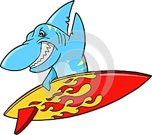 Surfing Shark Vector