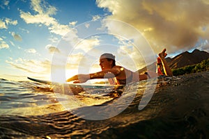 Surfing at Sunset