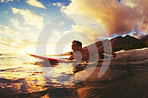 Surfing at Sunset