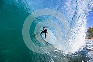 Surfing Surfer Inside Tube Ride