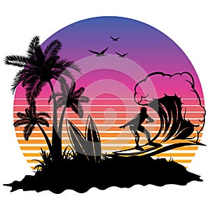 Surfing t-shirt design vector illustration