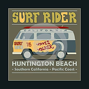 Surfing t-shirt graphic design. Vintage Retro Surf