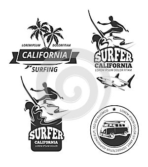 Surfing vector labels or badges