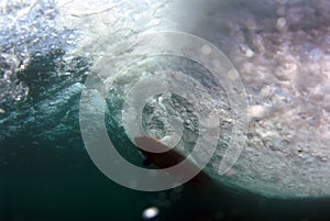 Surfing view from underwater