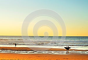 Surfpoint at sunset, Portugal