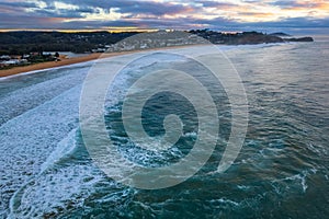 Surfs up - aerial sunrise seascape