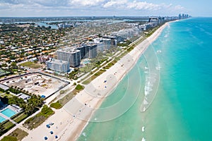 Surfside Condo Building Collapse in Miami Beach Florida. Panorama of Miami Beach City FL.