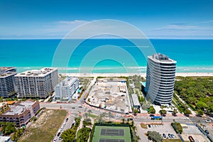 Surfside Condo Building Collapse in Miami Beach Florida. Panorama of Miami Beach City FL.