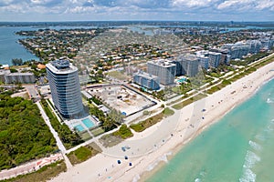 Surfside Condo Building Collapse in Miami Beach Florida. Panorama of Miami Beach City FL.