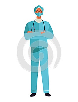 surgeon doctor wearing medical mask and stethoscope