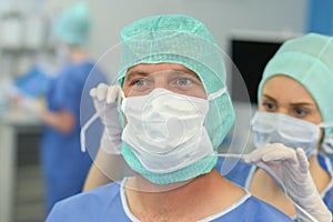 Surgeon getting ready to operate