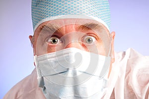 Surgeon looking shocked
