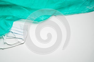 Surgeon mask on white background with copy space
