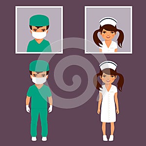 Surgeon and nurse personnel, hospital