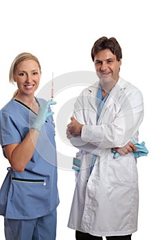 Surgeon and scrub nurse