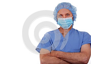 Surgeon with scrubs, mask