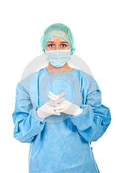 Surgeon in sterile uniform