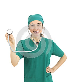 Surgeon with stethoscope