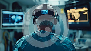 Surgeon Using Virtual Reality Headset for Brain Surgery