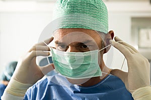 Surgeon Wearing Protective Mask