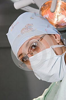 Surgeon woman with mask