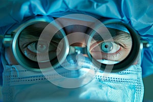 surgeons eyes focused through operating loupes