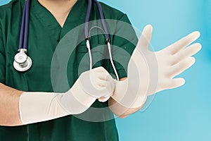 Surgeons with latex gloves