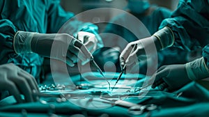 The surgical team at work.AI generated image photo