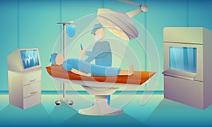 Surgeons operating room concept banner, cartoon style