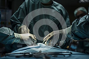 Surgeons perform surgery on a Vertebrate mammal in OR