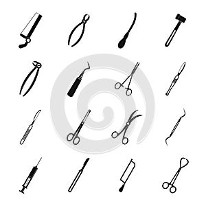 Surgeons tools icons set, simple style