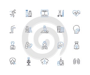 Surgery business line icons collection. Scalpel, Incision, Anesthesia, Sutures, Invasive, Recovery, Prosthesis vector