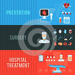 Surgery concept horizontal banners set