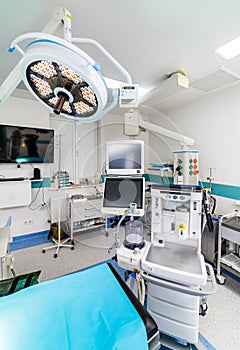 Surgery modern emergency room. Operating professional sterile watd.