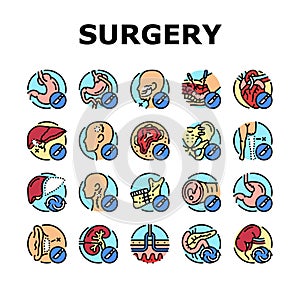 surgery operate room invasive icons set vector