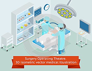 Surgery operating theatre. 3D isometric vector