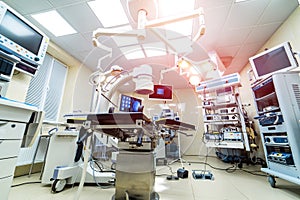 Surgery professional interior operating ward. Hospital surgical medical technology healthcare.