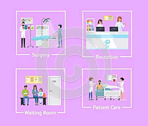 Surgery and Reception Pink on Vector Illustration