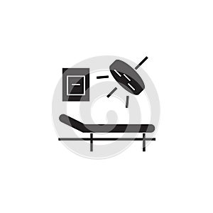 Surgery room black vector concept icon. Surgery room flat illustration, sign
