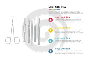 Surgery surgical instruments tools infographics template with 4 points of free space text description -  illustration