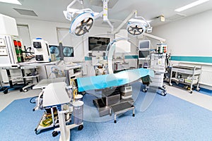 Surgery technologies emergency ward. Modern hospital operating room.