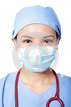 Surgery woman doctor face