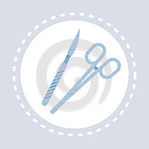 Surgical instruments scalpel scissors icon healthcare medical service logo medicine and health symbol concept flat