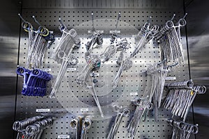 Surgical Instruments in Stainless Steel Cabinet