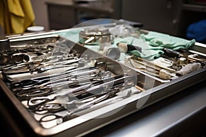 surgical instruments sterilized and ready for use on the operating table