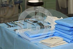 Surgical instruments on the table photo